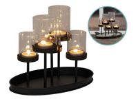 Kandelaar voor 5 kaarsen 25 x 15 x 20 cm - zwart - thumbnail