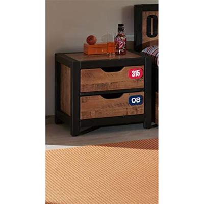 Vipack nachtkastje Alex - 2 lades - bruin/zwart - Leen Bakker