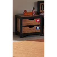 Vipack nachtkastje Alex - 2 lades - bruin/zwart - Leen Bakker - thumbnail