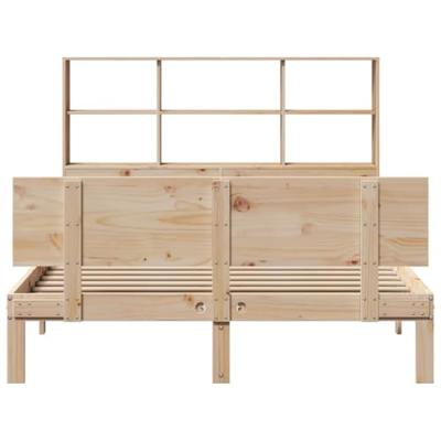 Bed met boekenkast zonder matras massief grenenhout 140x190 cm
