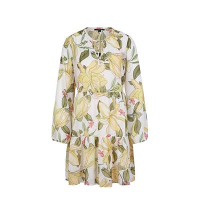 comma gebloemde semi-transparante geweven tuniek wit/lime/groen comma gebloemde semi-transparante geweven tuniek wit/lime/groen