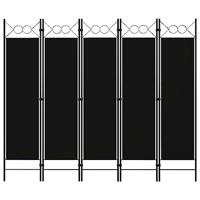VidaXL Kamerscherm met 5 panelen 200x180 cm zwart - thumbnail