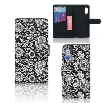 Samsung Xcover Pro Hoesje Black Flowers Samsung Xcover Pro Hoesje Black Flowers