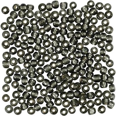 Creativ Company Rocailles, d 4 mm, afm 6/0, gatgrootte 0,9-1,2 mm, helder grijs, 25 gr/ 1 doos