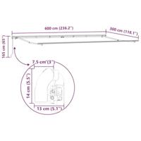 Luifel handmatig uittrekbaar 600x300 cm antracietkleur en wit - thumbnail