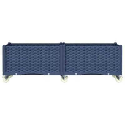 VidaXL Plantenbak met wielen 160x50x54 cm polypropeen blauwgrijs VidaXL Plantenbak met wielen 160x50x54 cm polypropeen blauwgrijs