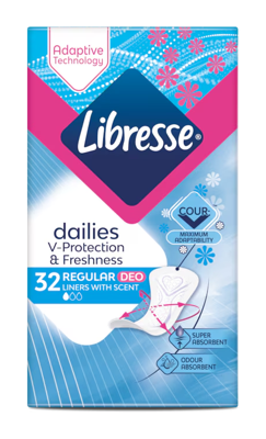 Libresse Dailies V-Protection Regular Deo Fresh Inlegkruisjes Libresse Dailies V-Protection Regular Deo Fresh Inlegkruisjes