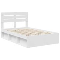 Bedframe met hoofdeinde Wit 120 x 200 cm Massief grenenhout - thumbnail