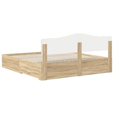 Bedframe met hoofdeinde Sonoma Eiken 200 x 200 cm Bewerkt hout