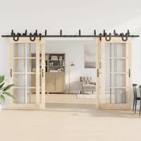 Doos met onderdelen voor schuifdeur 400 cm staal zwart - thumbnail