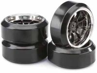 Absima drift banden op 9-Spaaks velgen Type C - Zwart/Chrome - thumbnail