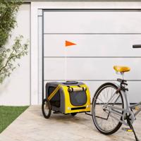 VidaXL Hondenfietstrailer oxford stof en ijzer geel en grijs - thumbnail