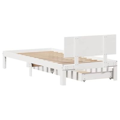 Bedframe met lades massief grenenhout wit 100x200 cm