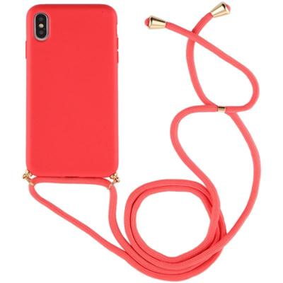 Voor iPhone XS Max TPU Anti-Fall Mobiele Telefoon Case Met Lanyard (Rood) Voor iPhone XS Max TPU Anti-Fall Mobiele Telefoon Case Met Lanyard (Rood)