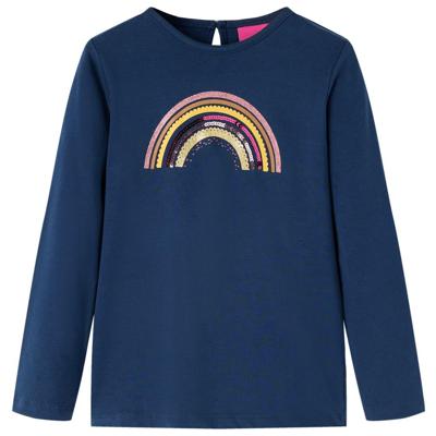Kindershirt met lange mouwen regenboogprint 116 marineblauw Kindershirt met lange mouwen regenboogprint 116 marineblauw