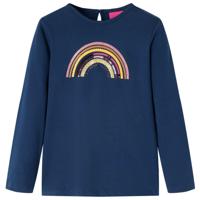 Kindershirt met lange mouwen regenboogprint 116 marineblauw - thumbnail