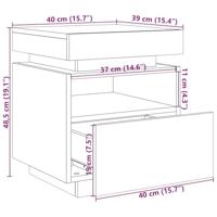 Nachtkastje met LED-verlichting 40x39x48,5 cm artisanaal eiken - thumbnail
