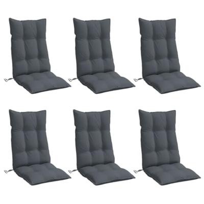 Stoelkussens 6 st hoge rug oxford stof antracietkleurig