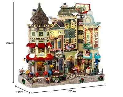Lemax jingle bell bazaar verlichte facade Caddington Village 2024