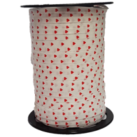 Krullint hartjes 5mm x 450 meter wit/rood - thumbnail