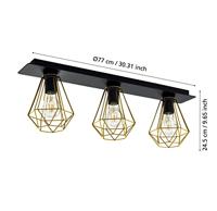 Eglo PlafondlampTarbes 2 zwart met goud - 43655 - thumbnail