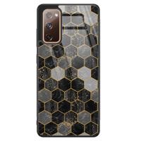 Samsung Galaxy S20 FE glazen hardcase - Hexagons zwart - thumbnail