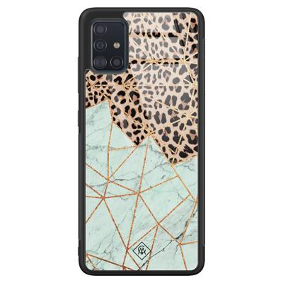 Samsung Galaxy A51 glazen hardcase - Luipaard marmer mint