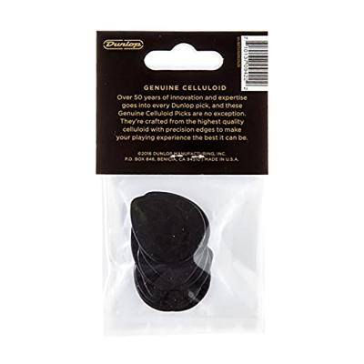 Dunlop 485P03MD Celluloid Teardrop Black Pick Medium plectrumset (12 stuks)