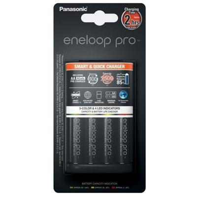Panasonic BQ-CC55 snellader + 4 Eneloop Pro AA batterijen