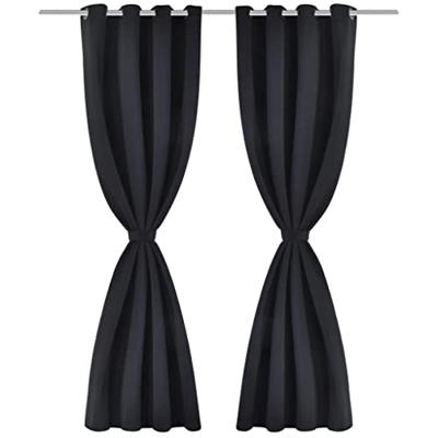 Gordijnen met metalen ringen verduisterend 135x175 cm zwart 2 st