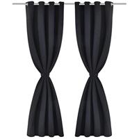 Gordijnen met metalen ringen verduisterend 135x175 cm zwart 2 st - thumbnail