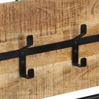 Wandkapstok met 5 haken massief ruw mangohout - thumbnail