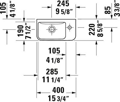 Duravit ME By Starck Fontein 40x22x13,5 cm Wit - thumbnail