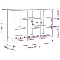 Schoenenkast 100x35x70 cm bewerkt hout bruineikenkleurig - thumbnail