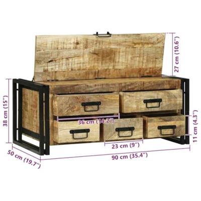 Salontafel Bruin 90 x 50 x 38 cm Massief ruw mangohout