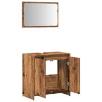 2-delige Badkamermeubelset bewerkt hout oud houtkleurig - thumbnail