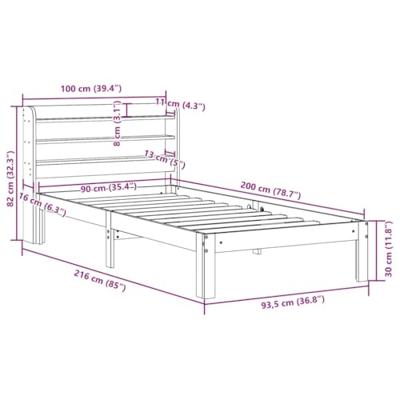 Bedframe met hoofdeinde zonder matras 90x200 cm wit