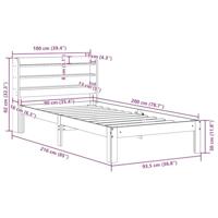 Bedframe met hoofdeinde zonder matras 90x200 cm wit - thumbnail