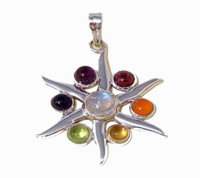Radiation Hanger Stralende Ster 7 Chakra Zilver - thumbnail