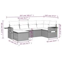 6-delige Loungeset met kussens poly rattan grijs - thumbnail
