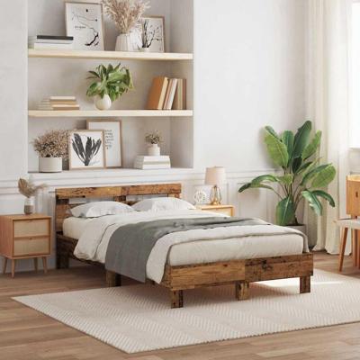 Bedframe met hoofdeinde Oud hout 120 x 190 cm Bewerkt hout
