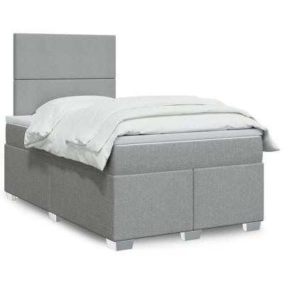 Boxspring met matras stof lichtgrijs 120x200 cm