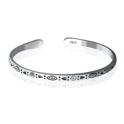 LGT JWLS Vintage Manchetarmband - Tibetaans Zilver - Eye