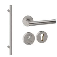 Hardbrass Voordeurset rond 3-delig met greep 1160mm SKG3 met kerntrekbeveiliging - RVS - thumbnail