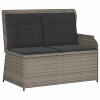 7-delige Loungeset met kussens poly rattan grijs - thumbnail