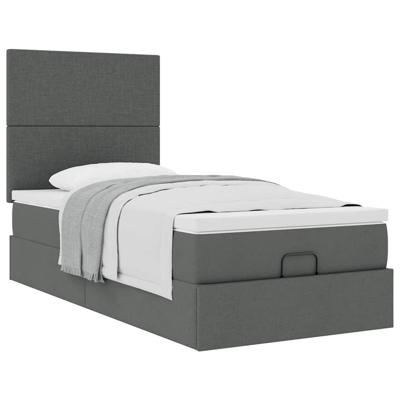 Ottoman bed met matras 80x200cm stof donkergrijs