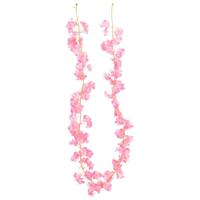 VidaXL Kerstslingers met bloemen 6 st 180 cm donkerroze - thumbnail
