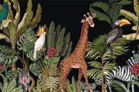 Fotobehang - Exotische dieren tussen bladeren, Kinderkamer, 11 maten, inclusief behanglijm - thumbnail