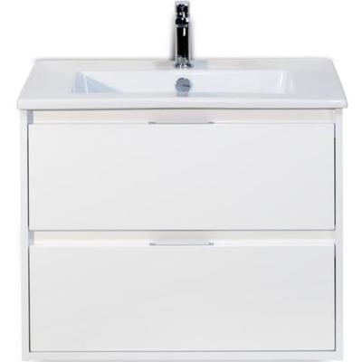 Porto Badmeubelset 70 cm - Wit Hoogglans - Keramische Wastafel Wit Slim