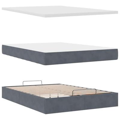 Ottoman bed met matras en LED's 140x190cm fluweel donkergrijs